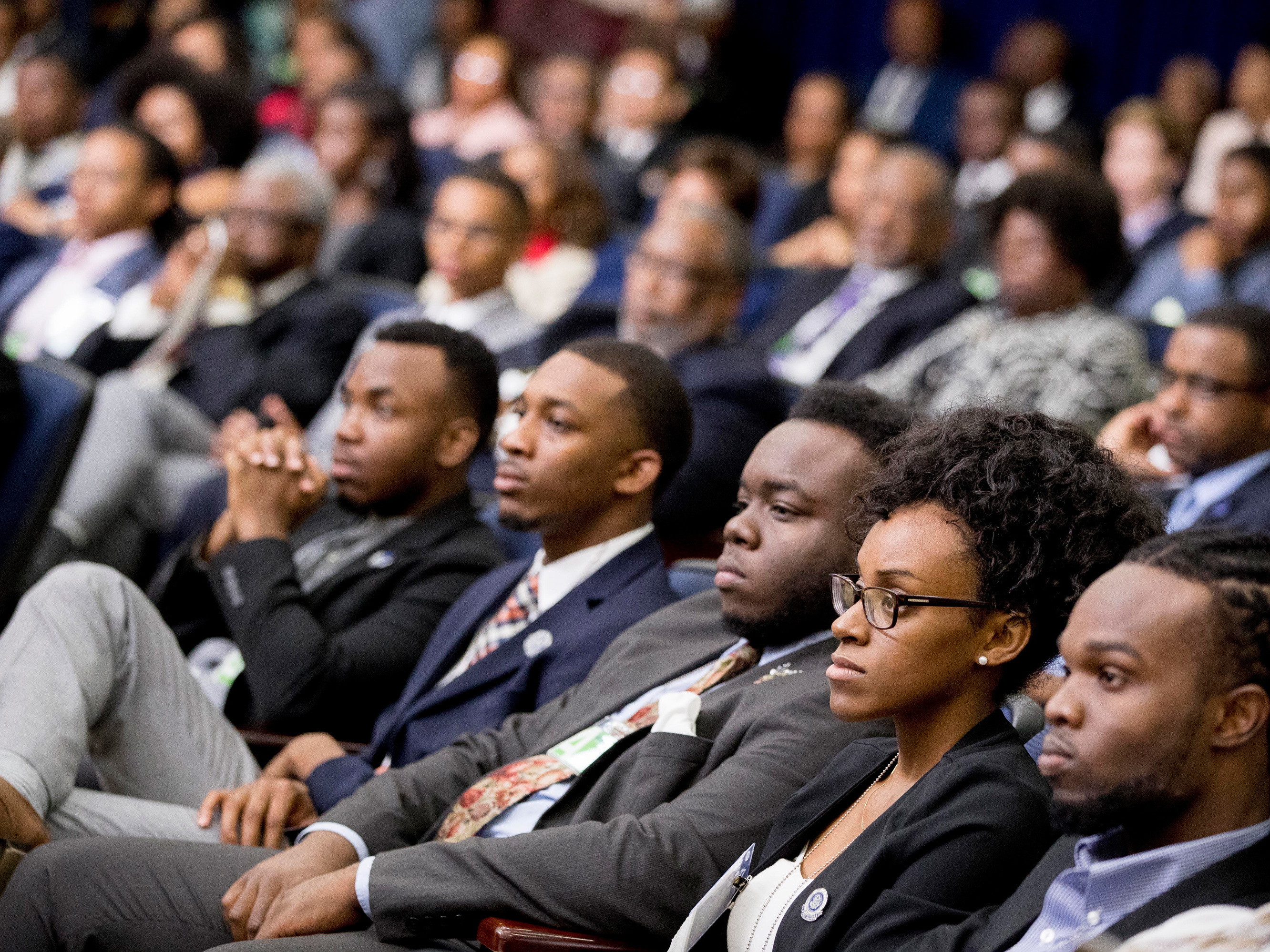 ap_17261475347623 Members of the audience listen as Education Secretary Betsy DeVos speaks during the White House Summit on Historically Black Colleges and Universities at the White House yesterday.